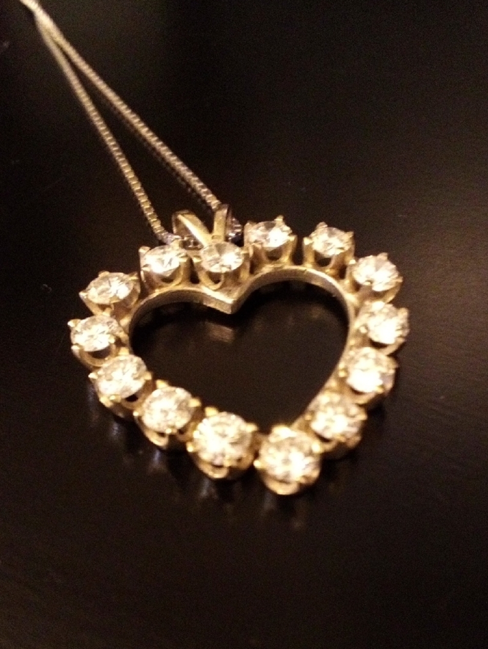 Sterling Silver Cubic Zirconia Heart Pendant Box Chain Necklace Women Silver‎